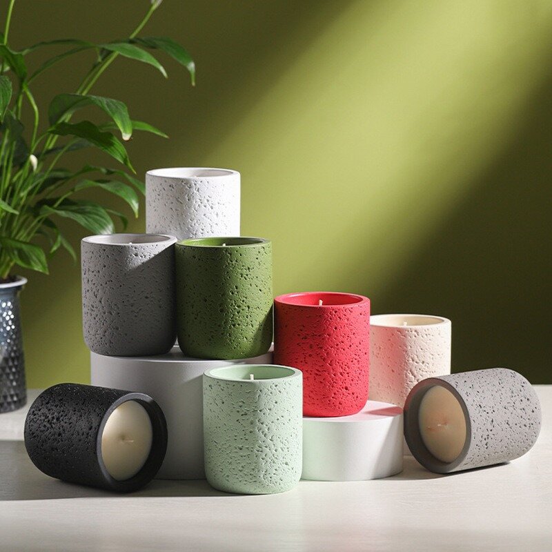 Aromatherapy Product Manufacturer - Hot-Selling High-End Solid Stone Pattern Cement Cup for Candle for Packaging or Gift