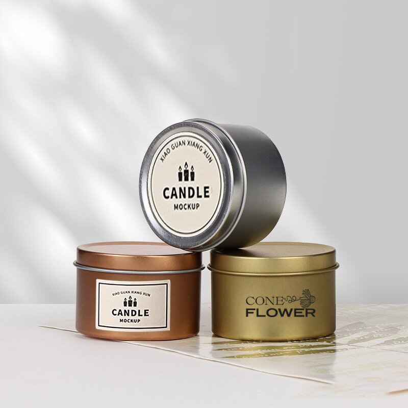 Candle Tins Manufacturer - Wholesale 2oz 4oz 8oz Gold Black Silver Luxury Round Deep Tinplate Metal with Lid Popular Gift