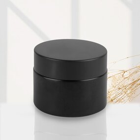 Cosmetic Cream Jar Manufacturer - In Stock Frosted Black 5g-50g Round Glass Facial Cream Twist Lid 2oz-3oz Matte Surface