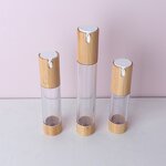 Lotion Cream Bottle Manufacturer - Stock U-Shaped 15/20/30ml Wood Emulsion Vacuum Press Type Airless Pump Bamboo with Logo