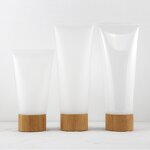 Sunscreen Tube Manufacturer - Empty Cosmetic Soft White PE Plastic with Bamboo Cover 15g-250g Options for Face Masks