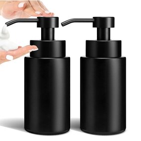 Glass Bottle Manufacturer - Customized 9oz 300ml Cylindrical Matte Black and White Frosted Transparent Foam Pump With Metal