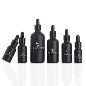 Glass Dropper Bottle Manufacturer - Warehouse Matte Black 5ml to 100ml Round Flat Sizes for Face Cream Essential Oil 1oz