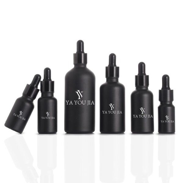 Glass Dropper Bottle Manufacturer - Warehouse Matte Black 5ml to 100ml Round Flat Sizes for Face Cream Essential Oil 1oz