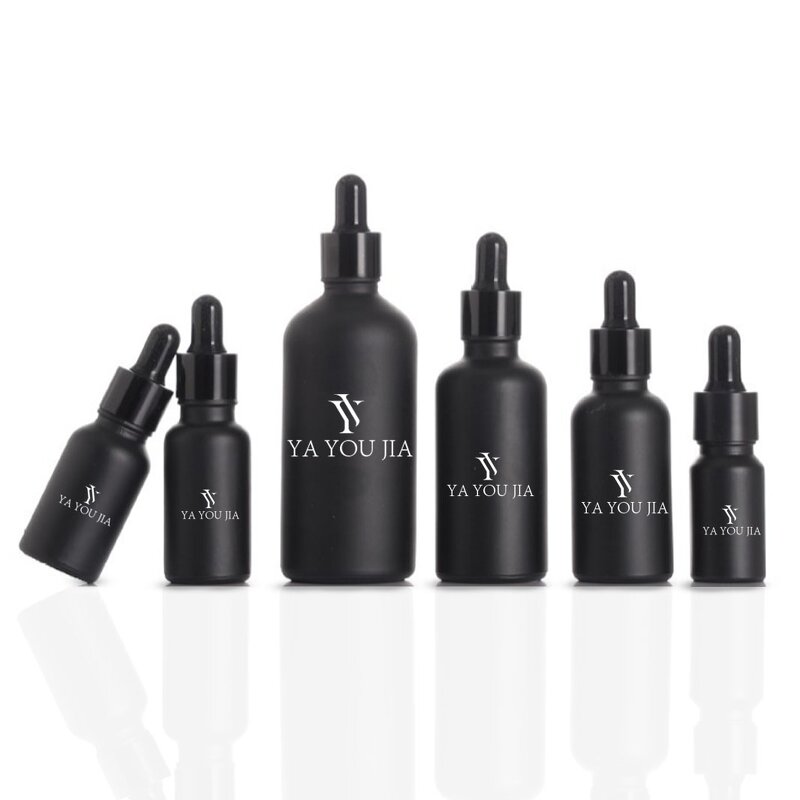 Glass Dropper Bottle Manufacturer - Warehouse Matte Black 5ml to 100ml Round Flat Sizes for Face Cream Essential Oil 1oz