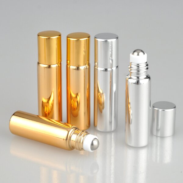 Glass Perfume Bottle Manufacturer - 5ml 10ml Luxury Essential Oil Gold Silver Black UV Printed Stainless Steel Roller for