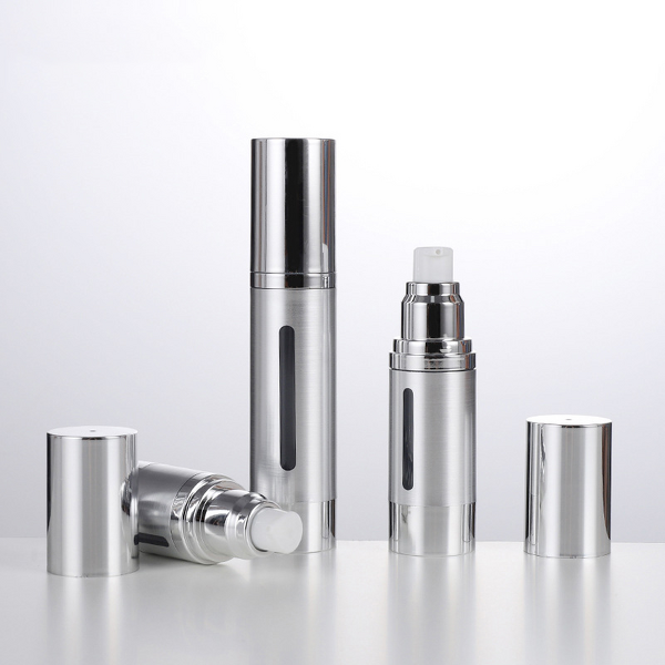 Airless Spray Pump Bottle Manufacturer - Matte Silver 15ml 30ml 50ml Hot for Skin Care Serum and Lotion with Window