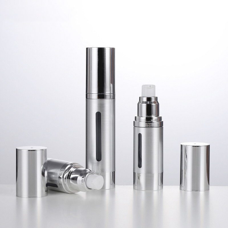 Airless Spray Pump Bottle Manufacturer - Matte Silver 15ml 30ml 50ml Hot for Skin Care Serum and Lotion with Window