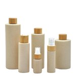 Cosmetic Container Manufacturer - Eco-friendly Biodegradable 300ml 500ml Wheat Straw HDPE Plastic Shampoo Bamboo Lid Matte