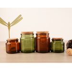 Candle Glass Jar Manufacturer - Factory Sale Luxury 100ml 220ml 330ml Amber Brown Unique Cylinder Shape Green Cork Sealing