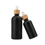 Glass Essential Oil Bottle Manufacturer - 15ml 30ml 50ml 100ml Black Matte Glass Dropper with Black Bamboo and Natural
