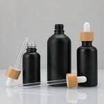 Glass Dropper Bottle Manufacturer - 20ml Anti-Gloss Matte Black Flat Shape With 40ml Capacity Fine Mist Empty Oil Bottle