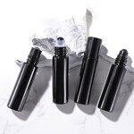 Glass Perfume Bottle Manufacturer - Stock 10ml Matte Black Crystal Roller Ball Small Living Round Cover Essential Oil Roll