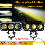 Bicycle Headlight Manufacturer - Super Bright 12V 48 60 Volt LED for Electric Bicycle Yellow White Spotlight