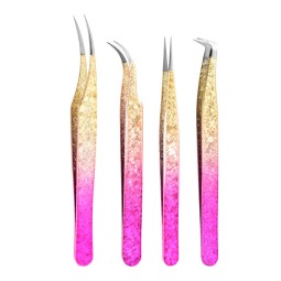 Eyelash Tweezers Manufacturer - Nano Ice Flower Gold