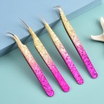 睫毛镊子生产厂家-纳米冰花金色