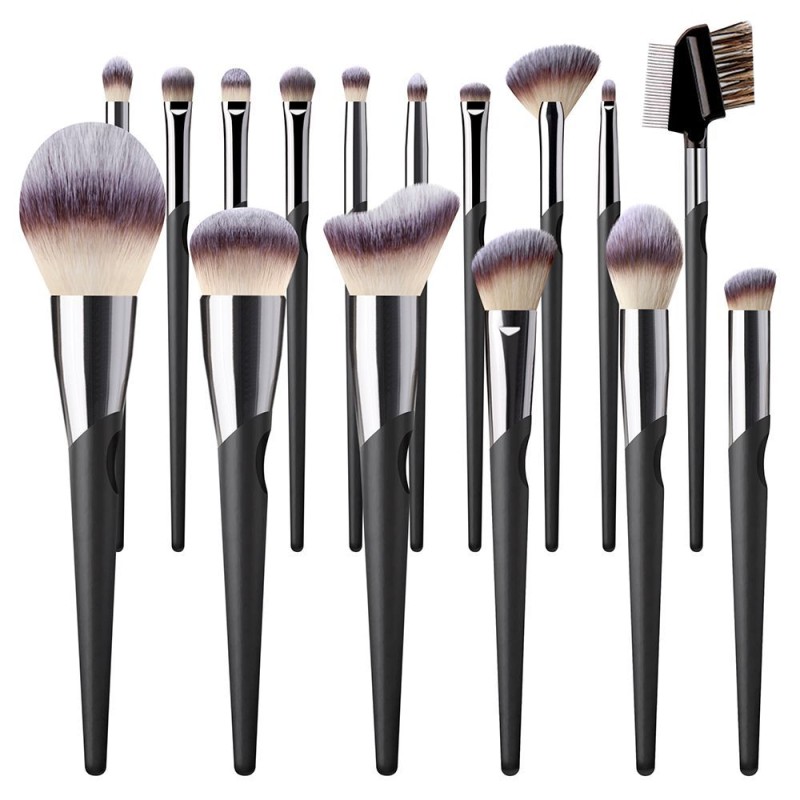 Vegan Makeup Brush Manufacturer - 16pcs Thumbprint Handle Custom