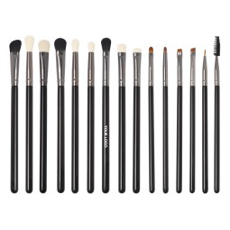 Makeup Brush Set Supplier - Private Label 15pcs Glossy Black
