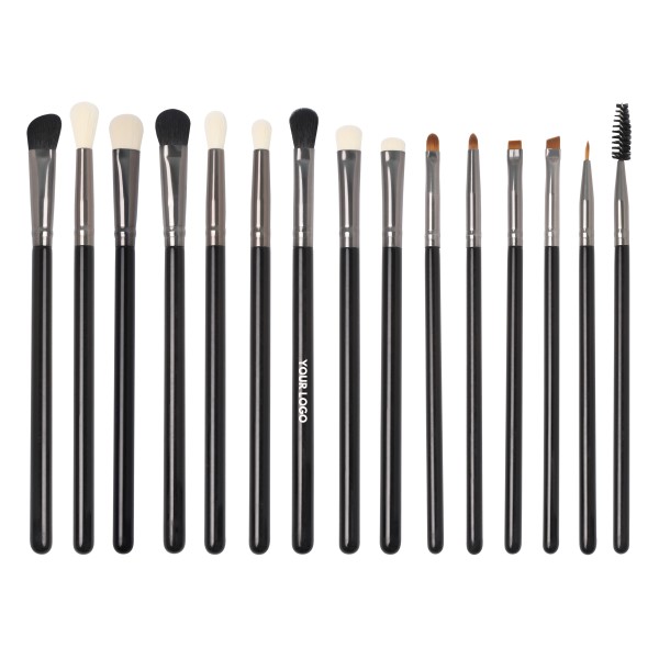 Makeup Brush Set Supplier - Private Label 15pcs Glossy Black