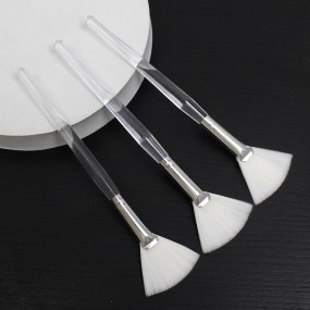 Fan Brush Supplier - Esthetician Cleaning Silver White