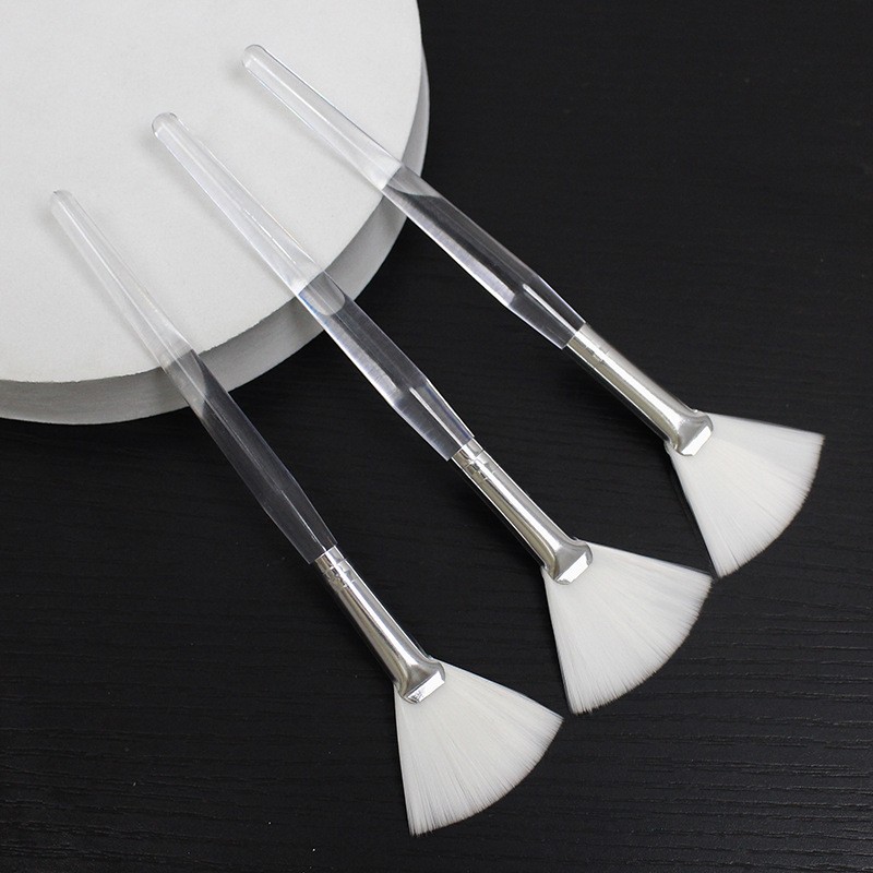 Fan Brush Supplier - Esthetician Cleaning Silver White