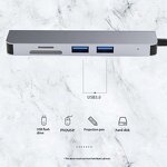 USB Hub - Manufacturer 5-in-1 Multiport 4K HDTV USB 2.0/3.0 SD TF Card Reader