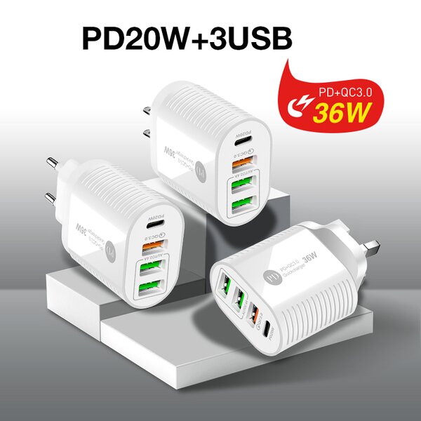 Wall Charger - Manufacturer 4Ports 3usb PD Charge Travel Super Fast Charging