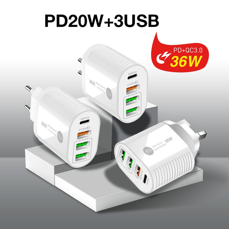 Wall Charger - Manufacturer 4Ports 3usb PD Charge Travel Super Fast Charging