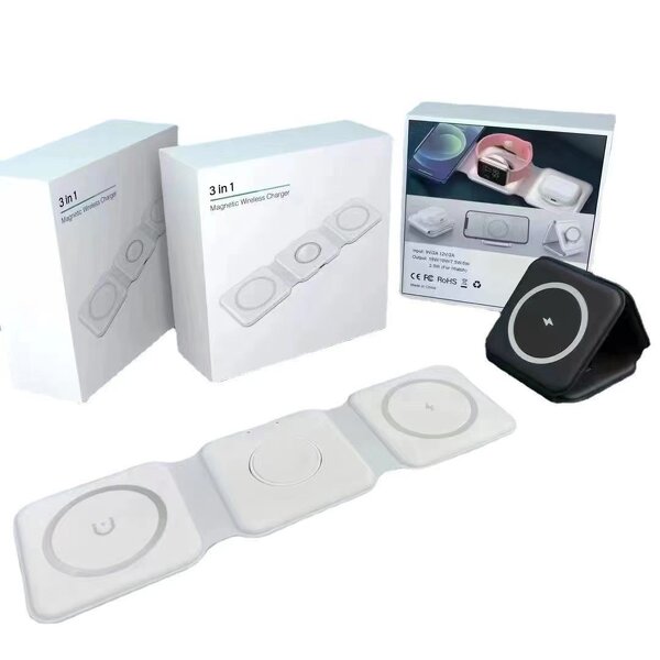 Wireless Charger - Manufacturer GRAFENT Portable Travel 3-in-1 15w Folded Double Phone