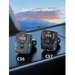 FM Transmitter - Manufacturer C56 BT 5.3 PD Type C Dual USB Colorful Ambient Light