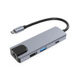 USB-C Hub - Manufacturer 6-in-1 Multiport USB 3.1 with Ethernet 4K30 HDTV PD 100W