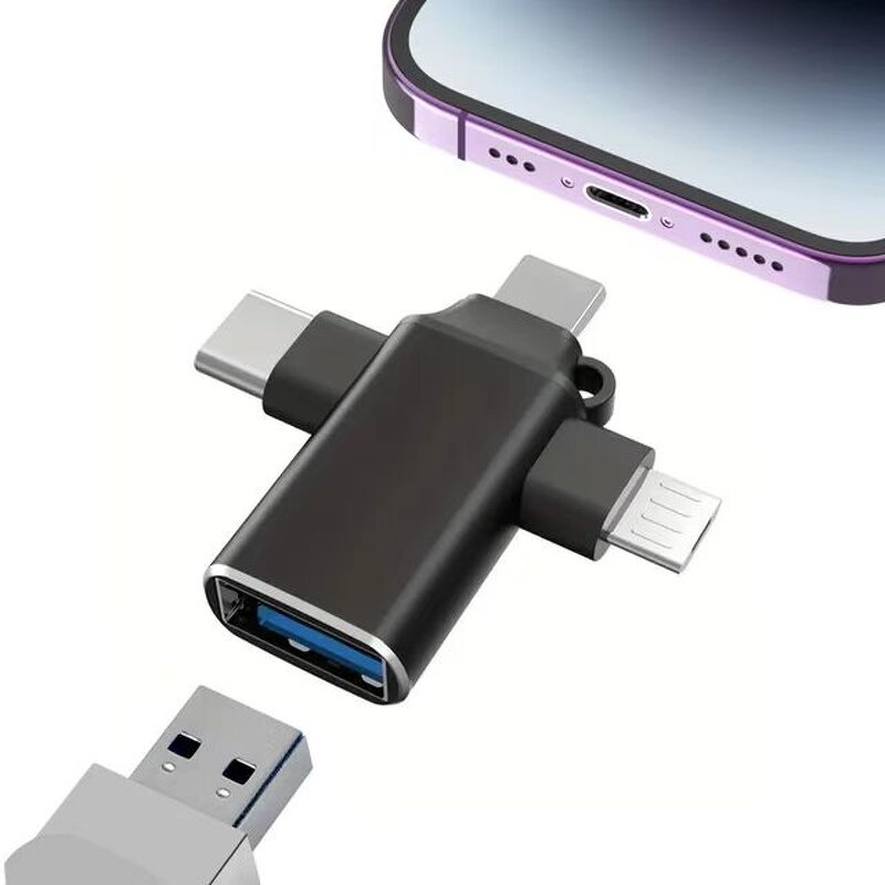 OTG Adapter - Manufacturer Metal 3-in-1 Micro USB Type C 8Pin to USB 3.0 Female