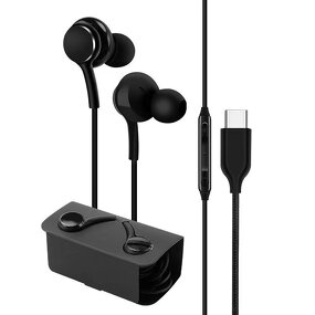 Earphone - Manufacturer Type C In Ear Black Headset for Samsung S20 S24ultra