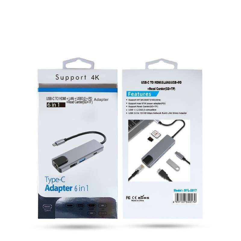 Docking Station - Manufacturer Type C 6-in-1 SD/TF Card Reader Ethernet RJ45