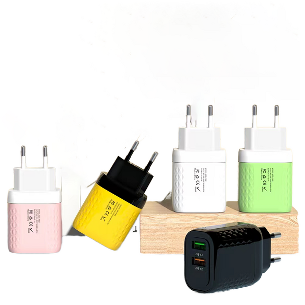 Wall Charger - Manufacturer Dual Ports 2 USB US EU UK 12W 5V 2.4A Travel