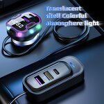 FM Transmitter - Manufacturer BT 5.3 Wireless 5-Port PD 2-Type-C 3-USB 3.1A 15W