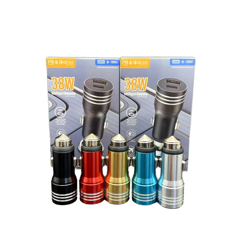 Car Charger - Manufacturer Aluminium Alloy 5V 2.4A 12W Dual Ports Type C USB C A&C