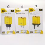 Wall Charger - Manufacturer 2IN1 US EU UK Plug QC3.0 Fast Charge with Cable