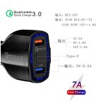 Car Charger - Manufacturer Portable 35W QC3.0 Quick 3 Port USB with Type C Port