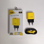 Wall Charger - Manufacturer 2IN1 US EU UK Plug QC3.0 Fast Charge with Cable