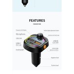 FM Transmitter - Manufacturer BT 5.3 Type-C Dual USB 3.1A LED Backlit MP3 Player