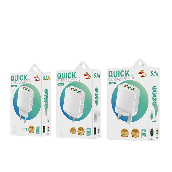 Wall Charger - Manufacturer 3usb Quick Charge 5V 2.4A 3 Ports Travel EU US UK