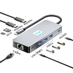 TYPE-C Hub - Manufacturer 10-in-1 3USB 3.2 HDTV 4K RJ45 1000M PD 100W