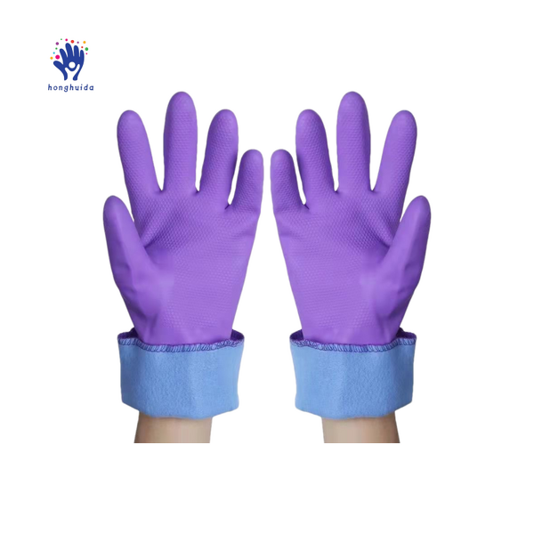 Cleaning Gloves Manufacturer - Winter Plush PVC Medium Thickness Waterproof Non-slip Wear-resistant for Dishwashing Laundry