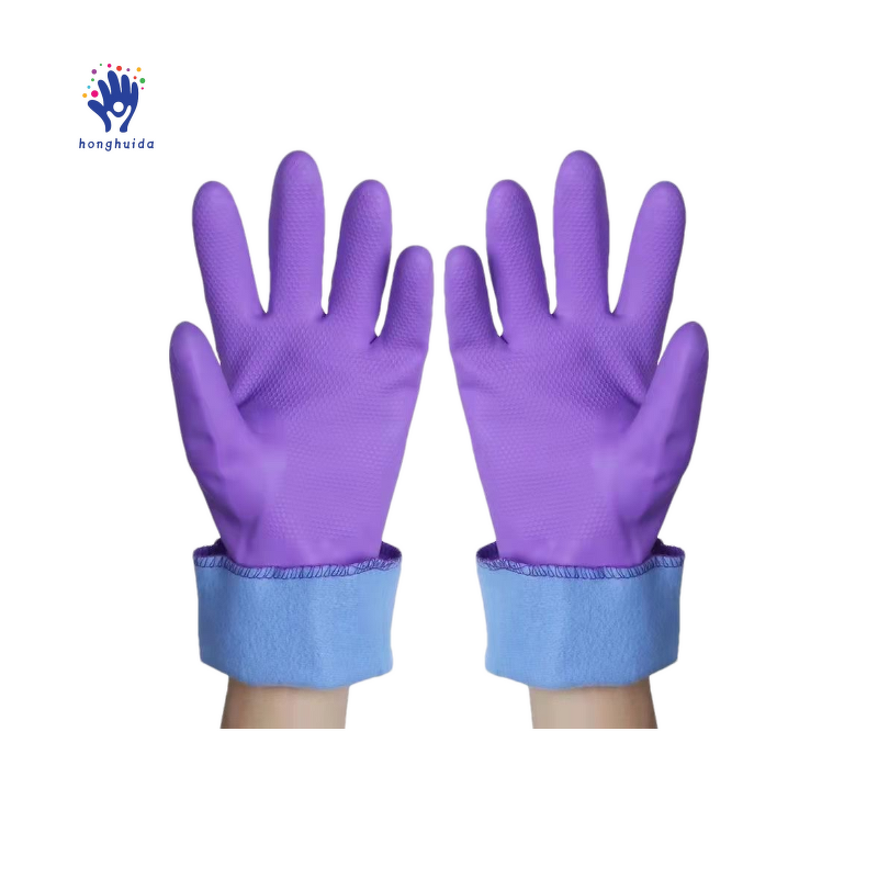 Cleaning Gloves Manufacturer - Winter Plush PVC Medium Thickness Waterproof Non-slip Wear-resistant for Dishwashing Laundry