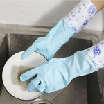 Household Gloves Manufacturer - Winter Plush Lengthened Thickened PVC Sleeves Non-slip for Laundry Dishwashing