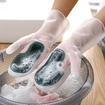 Silicone Brush Gloves Manufacturer - PVC Household Cleaning Waterproof Protective for Kitchen Dishwashing Laundry