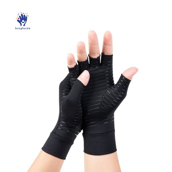 Compression Gloves Manufacturer - Half-finger Rehabilitation Striped Protective Touch Screen Pressure Joints Odour-proof