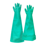 Laboratory Gloves Manufacturer - Nitrile Rubber Green 800mm 0.55mm Thick Anti-Slip Chemical Resistant for Glove Box
