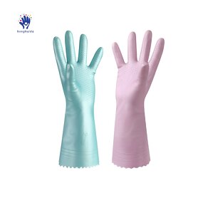 PVC Flocking Gloves Manufacturer - Reusable Durable Lightweight Soft Medium Waterproof Oil-Resistant for Home Cleaning